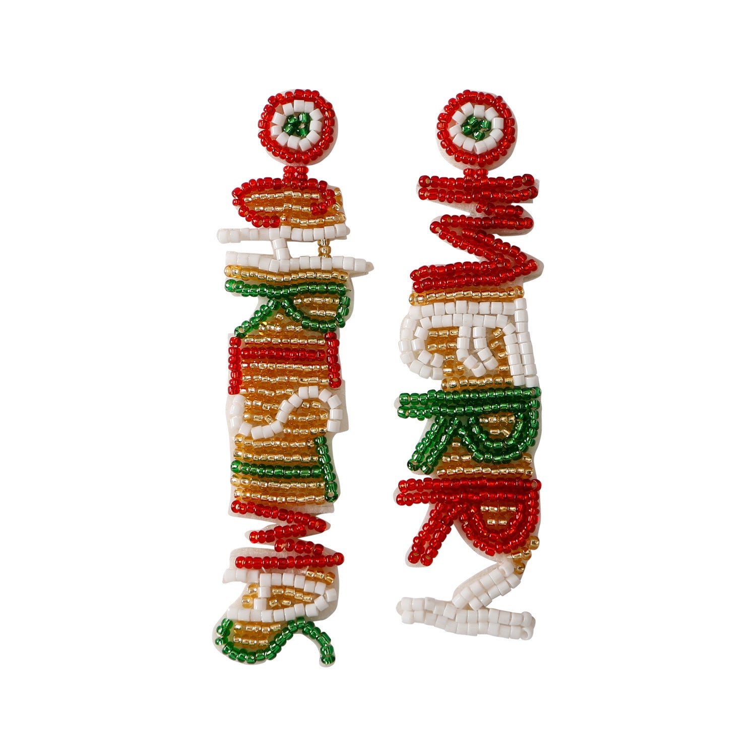 Wholesale Autumn and Winter Long Letter Earrings Christmas Handmade Rice Bead Earrings